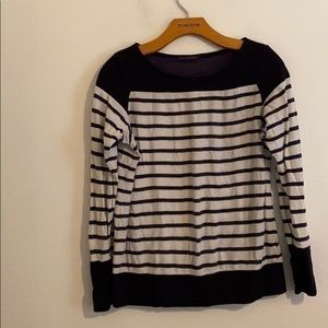 WHETHERLY WHITE & BLUE STRIPED SWEATER MEDIUM